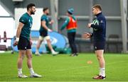 12 March 2024; Robbie Henshaw, left, and Garry Ringrose during an Ireland rugby squad training session at the IRFU High Performance Centre at the Sports Ireland Campus in Dublin. Photo by Brendan Moran/Sportsfile