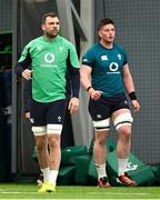 12 March 2024; Tadhg Beirne, left, and Joe McCarthy during an Ireland rugby squad training session at the IRFU High Performance Centre at the Sports Ireland Campus in Dublin. Photo by Brendan Moran/Sportsfile