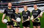12 March 2024; John West Féile Ambassadors, from left,  Derry footballer Conor Glass, Mayo ladies footballer Danielle Caldwell, Waterford camogie player Beth Carton and Kilkenny hurler Eoin Murphy, during the launch of the John West Féile 2024 at Croke Park in Dublin. Photo by Ramsey Cardy/Sportsfile