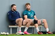 12 March 2024; Stuart McCloskey, left, and Iain Henderson during an Ireland rugby squad training session at the IRFU High Performance Centre at the Sports Ireland Campus in Dublin. Photo by Brendan Moran/Sportsfile