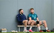 12 March 2024; Stuart McCloskey, left, and Iain Henderson during an Ireland rugby squad training session at the IRFU High Performance Centre at the Sports Ireland Campus in Dublin. Photo by Brendan Moran/Sportsfile