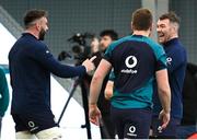 12 March 2024; Jack Conan, left, Iain Henderson and Peter O’Mahony during an Ireland rugby squad training session at the IRFU High Performance Centre at the Sports Ireland Campus in Dublin. Photo by Brendan Moran/Sportsfile