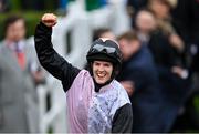 12 March 2024; Rachael Blackmore celebrates on Slade Steel after winning the Sky Bet Supreme Novices' Hurdle on day one of the Cheltenham Racing Festival at Prestbury Park in Cheltenham, England. Photo by David Fitzgerald/Sportsfile Photo by David Fitzgerald/Sportsfile