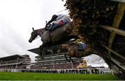 12 March 2024; Slade Steel, with Rachael Blackmore up, jumps the last ahead of Mystical Power, with Mark Walsh up, right, who finished second, on their way to winning the Supreme Novices' Hurdle on day one of the Cheltenham Racing Festival at Prestbury Park in Cheltenham, England. Photo by Harry Murphy/Sportsfile