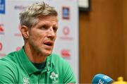 12 March 2024; Defence coach Simon Easterby during an Ireland rugby media conference at the IRFU High Performance Centre at the Sports Ireland Campus in Dublin. Photo by Brendan Moran/Sportsfile