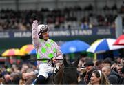 12 March 2024; Jockey Paul Townend celebrates aboard Gaelic Warrior after winning the My Pension Expert Arkle Challenge Trophy Novices' Chase on day one of the Cheltenham Racing Festival at Prestbury Park in Cheltenham, England. Photo by David Fitzgerald/Sportsfile