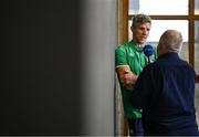 12 March 2024; Defence coach Simon Easterby is interviewed during an Ireland rugby media conference at the IRFU High Performance Centre at the Sports Ireland Campus in Dublin. Photo by Brendan Moran/Sportsfile