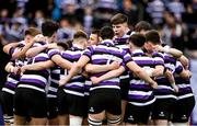 12 March 2024; Terenure College players huddle before the Bank of Ireland Schools Junior Cup semi-final match between Blackrock College and Terenure College at Energia Park in Dublin. Photo by Sam Barnes/Sportsfile