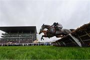 12 March 2024; State Man, with Paul Townend up, left, leads Irish Point, with Jack Kennedy up, who finished second, as they jump the last, on their way to winning the Unibet Champion Hurdle Challenge Trophy on day one of the Cheltenham Racing Festival at Prestbury Park in Cheltenham, England. Photo by Harry Murphy/Sportsfile