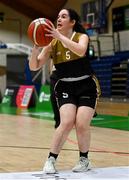 12 March 2024; Mila Ait-Slimani of TUS Midlands during the Basketball Ireland College Division 3 Women’s finals match between Technological University of the Shannon, Midlands and Mary Immaculate College Limerick at National Basketball Arena Tallaght. Photo by Tyler Miller/Sportsfile