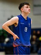 12 March 2024; Ciaran Cronin of MICL during the Basketball Ireland College Division 3 Men's finals match between Technological University of the Shannon, Midlands and Mary Immaculate College Limerick at National Basketball Arena Tallaght. Photo by Tyler Miller/Sportsfile