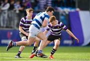 12 March 2024; Lucas Hill of Blackrock College in action against  Ewan McGinty of Terenure College during the Bank of Ireland Schools Junior Cup semi-final match between Blackrock College and Terenure College at Energia Park in Dublin. Photo by Sam Barnes/Sportsfile