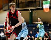 13 March 2024; Jim Gormley of Griffith College Dublin during the Basketball Ireland Men's Colleges Division 1 final match between TUS Midwest and Griffith College Dublin at National Basketball Arena in Tallaght, Dublin. Photo by Piaras Ó Mídheach/Sportsfile