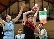 13 March 2024; Jim Gormley of Griffith College Dublin during the Basketball Ireland Men's Colleges Division 1 final match between TUS Midwest and Griffith College Dublin at National Basketball Arena in Tallaght, Dublin. Photo by Piaras Ó Mídheach/Sportsfile