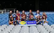 13 March 2024; In attendance at the Lidl All-Ireland Post-Primary Schools Finals Captains day at Croke Park in Dublin is Lidl Ireland partnership and events manager Jamie O Rourke, with players, front, from left, Mia Bennett of St Columba's Comprehensive School Glenties, Donegal and Meadhbh Hanley of Dunmore Community School, Galway, Ciara Brennan of St Attracta's Community School Tubbercurry, Sligo, Hazel Hughes of Our Lady's Secondary School Castleblayney, Monaghan and Beth Hoban of Sacred Heart School Westport, Mayo. Back row, from left, Katie Farragher of Presentation College Headford, Galway, Aoibhin Donohue of St Ronan's College Lurgan, Armagh, Hannah Lawless FCJ S.S. Bunclody, Wexford, Katie O'Meara of Loreto College, Cavan and Kate Brennan of Ballinrobe Community School, Mayo and Maisie Murphy of St Marys Macroom, Cork. The 2024 Finals will be contested at Senior and Junior levels, with three finals in each grade. All three Lidl All-Ireland PPS Senior Finals will be live-streamed. Photo by Brendan Moran/Sportsfile