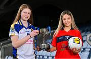 13 March 2024; In attendance at the Lidl All-Ireland Post-Primary Schools Finals Captains day at Croke Park in Dublin are Kate Brennan of Ballinrobe Community School, Mayo, left, and Maisie Murphy of St Marys Macroom, Cork. The 2024 Finals will be contested at Senior and Junior levels, with three finals in each grade. All three Lidl All-Ireland PPS Senior Finals will be live-streamed. Photo by Brendan Moran/Sportsfile