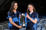 13 March 2024; In attendance at the Lidl All-Ireland Post-Primary Schools Finals Captains day at Croke Park in Dublin are Laura Grimes, left, and Hazel Hughes of Our Lady's Secondary School Castleblayney, Monaghan. The 2024 Finals will be contested at Senior and Junior levels, with three finals in each grade. All three Lidl All-Ireland PPS Senior Finals will be live-streamed. Photo by Brendan Moran/Sportsfile