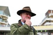 13 March 2024; Trainer Willie Mullins after sending out Ballyburn to win the Gallagher Novices' Hurdle on day two of the Cheltenham Racing Festival at Prestbury Park in Cheltenham, England. Photo by David Fitzgerald/Sportsfile