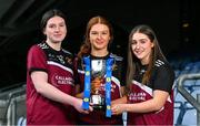 13 March 2024; In attendance at the Lidl All-Ireland Post-Primary Schools Finals Captains day at Croke Park in Dublin are, from left, Kate Fegan, Katie O'Meara and Caitlin Crowe of Loreto College, Cavan. The 2024 Finals will be contested at Senior and Junior levels, with three finals in each grade. All three Lidl All-Ireland PPS Senior Finals will be live-streamed. Photo by Brendan Moran/Sportsfile