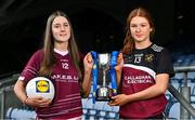 13 March 2024; In attendance at the Lidl All-Ireland Post-Primary Schools Finals Captains day at Croke Park in Dublin is junior A finalists Hannah Lawless FCJ S.S. Bunclody, Wexford, left, and Katie O'Meara of Loreto College, Cavan. The 2024 Finals will be contested at Senior and Junior levels, with three finals in each grade. All three Lidl All-Ireland PPS Senior Finals will be live-streamed. Photo by Brendan Moran/Sportsfile
