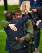 13 March 2024; Trainer Willie Mullins, right, and owner David Manasseh celebrate after sending out Ballyburn to win the Gallagher Novices' Hurdle on day two of the Cheltenham Racing Festival at Prestbury Park in Cheltenham, England. Photo by Harry Murphy/Sportsfile