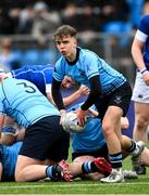 13 March 2024; Oliver de Vreeze of St Michael’s College during the Bank of Ireland Schools Junior Cup semi-final match between St Michael's College and St Mary's College at Energia Park in Dublin. Photo by Daire Brennan/Sportsfile