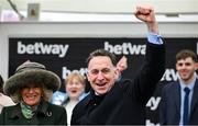 13 March 2024; Queen of the United Kingdom Camilla Parker-Bowles with trainer Henry De Bromhead after he sent out Captain Guinness to win the Champion Chase on day two of the Cheltenham Racing Festival at Prestbury Park in Cheltenham, England. Photo by David Fitzgerald/Sportsfile