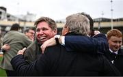 13 March 2024; Trainer Dan Skelton, left, celebrates after sending out Unexpected Party to win the Johnny Henderson Grand Annual Challenge Cup Handicap Chase on day two of the Cheltenham Racing Festival at Prestbury Park in Cheltenham, England. Photo by Harry Murphy/Sportsfile