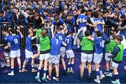 13 March 2024; St Mary's College players and supporters celebrate after the Bank of Ireland Schools Junior Cup semi-final match between St Michael's College and St Mary's College at Energia Park in Dublin. Photo by Daire Brennan/Sportsfile