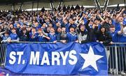 13 March 2024; St Mary's College supporters celebrate after the Bank of Ireland Schools Junior Cup semi-final match between St Michael's College and St Mary's College at Energia Park in Dublin. Photo by Daire Brennan/Sportsfile