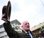 13 March 2024; Trainer Willie Mullins celebrates after his hundreth Cheltenham winner on day two of the Cheltenham Racing Festival at Prestbury Park in Cheltenham, England. Photo by Harry Murphy/Sportsfile