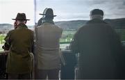 13 March 2024; Trainer Willie Mullins, left, watches the Weatherbys Champion Bumper, where he had his hundreth Cheltenham winner, on day two of the Cheltenham Racing Festival at Prestbury Park in Cheltenham, England. Photo by Harry Murphy/Sportsfile