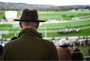 13 March 2024; Trainer Willie Mullins watches the Weatherbys Champion Bumper, where he had his hundreth Cheltenham winner, on day two of the Cheltenham Racing Festival at Prestbury Park in Cheltenham, England. Photo by Harry Murphy/Sportsfile