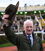 13 March 2024; Trainer Willie Mullins celebrates after his hundreth Cheltenham winner on day two of the Cheltenham Racing Festival at Prestbury Park in Cheltenham, England. Photo by David Fitzgerald/Sportsfile