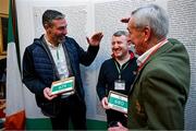 13 March 2024; Olympians, from left, Kenneth Egan, Paddy Barnes and Brendan O'Connell in attendance at a reception in Trinity College to celebrate 100 years of Team Ireland’s participation at the Olympics, and to officially reveal the names of the athletes who have represented Ireland in the Olympic Games since Ireland first competed as a nation in Paris 1924. Photo by Brendan Moran/Sportsfile
