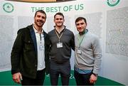 13 March 2024; Olympians, from left, Harry McNulty, Jack Kelly and Billy Dardis in attendance at a reception in Trinity College to celebrate 100 years of Team Ireland’s participation at the Olympics, and to officially reveal the names of the athletes who have represented Ireland in the Olympic Games since Ireland first competed as a nation in Paris 1924. Photo by Brendan Moran/Sportsfile