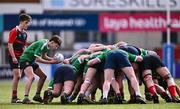 14 March 2024; James Flynn of Coláiste Mhuire CBS, Mullingar, feeds a scrum during the Bank of Ireland McMullen Cup final match between Coláiste Mhuire CBS, Mullingar and Colaiste Chill Mhantain at Energia Park in Dublin. Photo by Ben McShane/Sportsfile