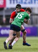 14 March 2024; Conor Kelly of Colaiste Chill Mhantain evades the tackle of Jake Breen of Coláiste Mhuire CBS, Mullingar, during the Bank of Ireland McMullen Cup final match between Coláiste Mhuire CBS, Mullingar and Colaiste Chill Mhantain at Energia Park in Dublin. Photo by Ben McShane/Sportsfile