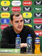 14 March 2024; Manager John O'Shea during a Republic of Ireland squad announcement at FAI Headquarters in Abbotstown, Dublin. Photo by Brendan Moran/Sportsfile