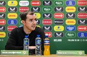 14 March 2024; Manager John O'Shea during a Republic of Ireland squad announcement at FAI Headquarters in Abbotstown, Dublin. Photo by Brendan Moran/Sportsfile