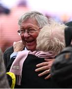 14 March 2024; Joint owner Sir Alex Ferguson is congratulated after sending out Protektorat to win the Ryanair Chase on day three of the Cheltenham Racing Festival at Prestbury Park in Cheltenham, England. Photo by Harry Murphy/Sportsfile