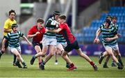 14 March 2024; Noah O'Neill of St Gerard's School is tackled by Lachlan Honan of CUS during the Bank of Ireland Father Godfrey Cup final match between CUS and St Gerard's School at Energia Park in Dublin. Photo by Ben McShane/Sportsfile
