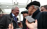14 March 2024; Joint owner Sir Alex Ferguson is interviewed after sending out Protektorat to win the Ryanair Chase on day three of the Cheltenham Racing Festival at Prestbury Park in Cheltenham, England. Photo by Harry Murphy/Sportsfile