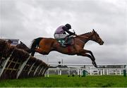 14 March 2024; Teahupoo, with Jack Kennedy up, jump the last on their way to winning the Paddy Power Stayers' Hurdle on day three of the Cheltenham Racing Festival at Prestbury Park in Cheltenham, England. Photo by Harry Murphy/Sportsfile