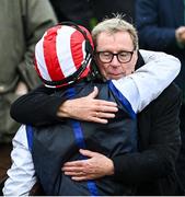 14 March 2024; Owner Harry Redknapp celebrates with jockey Ben Jones after Shakem Up'Arry won the TrustATrader Plate Handicap Chase on day three of the Cheltenham Racing Festival at Prestbury Park in Cheltenham, England. Photo by David Fitzgerald/Sportsfile