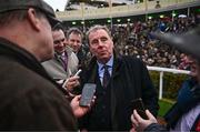 14 March 2024; Owner Harry Redknapp is interviewed after sending out Shakem Up'Arry to win the TrustATrader Plate Handicap Chase on day three of the Cheltenham Racing Festival at Prestbury Park in Cheltenham, England. Photo by Harry Murphy/Sportsfile
