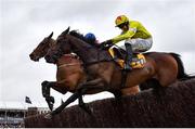 14 March 2024; Protektorat, with Harry Skelton up, right, jump the last on their way to winning the Ryanair Chase on day three of the Cheltenham Racing Festival at Prestbury Park in Cheltenham, England. Photo by Harry Murphy/Sportsfile