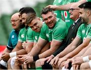 15 March 2024; Peter O’Mahony, centre, before the squad photograph during an Ireland rugby captain's run at the Aviva Stadium in Dublin. Photo by Sam Barnes/Sportsfile