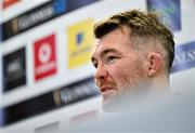 15 March 2024; Peter O'Mahony speaking during a press conference after an Ireland rugby captain's run at the Aviva Stadium in Dublin. Photo by Sam Barnes/Sportsfile