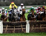 15 March 2024; L'Eau Du Sud, with Harry Skelton up, on their way to finishing second during the the BetMGM County Handicap Hurdle on day four of the Cheltenham Racing Festival at Prestbury Park in Cheltenham, England. Photo by David Fitzgerald/Sportsfile